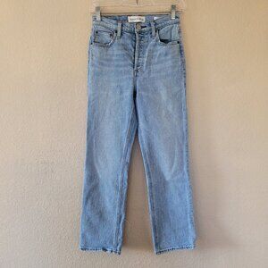 Aritzia Denim Forum The Arlo High Rise Straight Jeans Sz 25 Blue Stretch Cotton